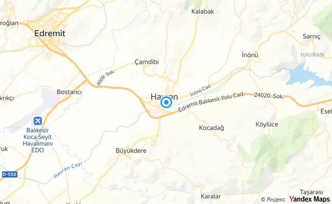 Havran Balıkesir konum haritası