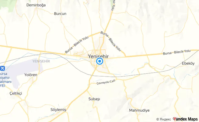 Yenişehir Bursa konum haritası