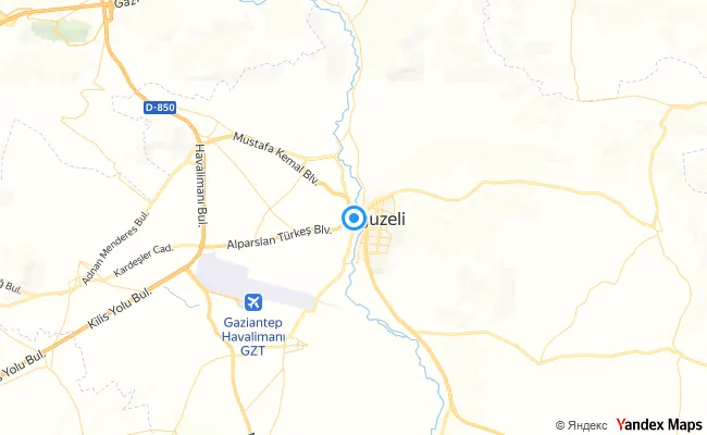 Oğuzeli Gaziantep konum haritası