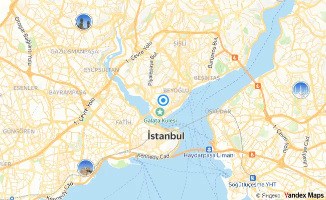 Beyoğlu İstanbul konum haritası