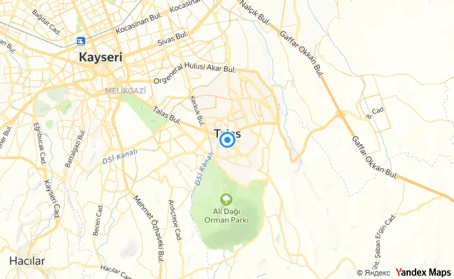 Talas Kayseri konum haritası