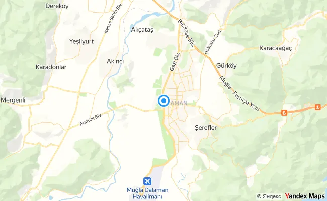 Dalaman Muğla konum haritası