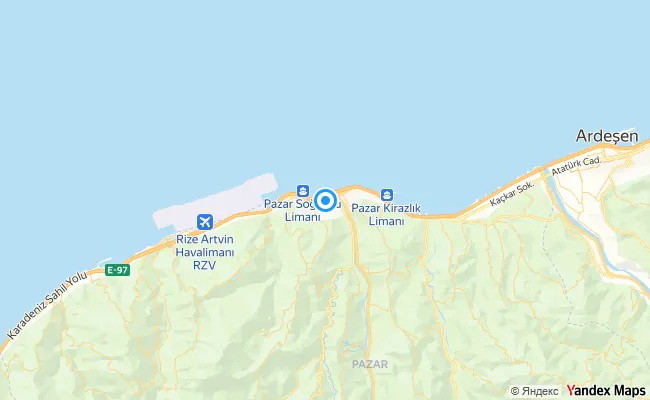 Pazar Rize konum haritası