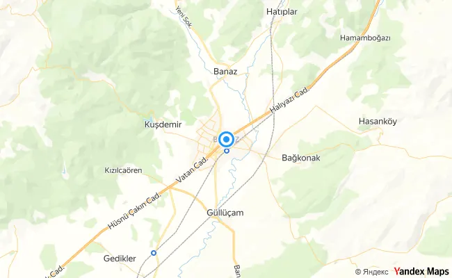 Banaz Uşak konum haritası